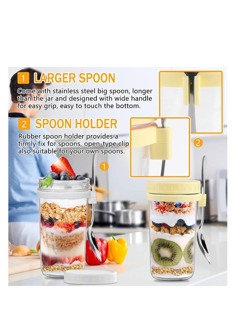 4 Pack 600ml Overnight Oats Jars with Lids & Spoons, Reusable Glass Overnight Oats Container With Measurement Marks, Food Storage For Breakfast Pots, Oatmeal Container For Milk, Cereal, Fruit - pzsku/Z24EF7163577A5199872EZ/45/_/1719811638/3e30c59a-931a-4e46-8ab0-ba50c10cf00c