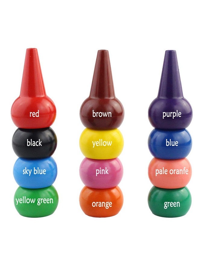 Wobe Finger Crayons For Toddlers, Palm-Grip Crayons 12 Colors Paint Crayons Sticks Stackable Toys For Kids Toddlers Child Boys And Girls Non Toxic Crayons Washable  - Image 3