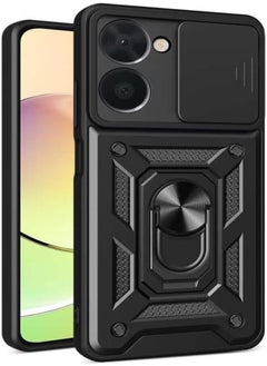 UNBLACK unblack case Compatible with Vivo Y36 4G/Vivo Y27s 4G, Premium Protection Back Case with Camera Slide Cover Built-in Ring Stand Shockproof Case For vivo Y36 5G /y27s 4g (Black) 