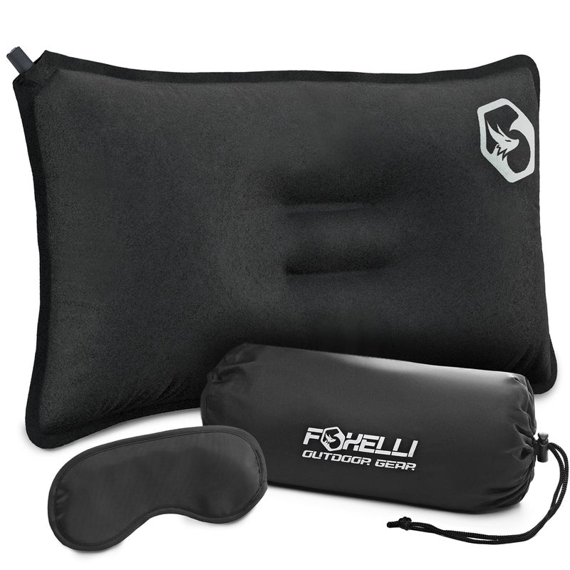 Foxelli Foxelli Camping Pillow  Inflatable Compact  Portable Compressible Foam Camp Pillow for Travel Backpacking Camping and Hammocks 