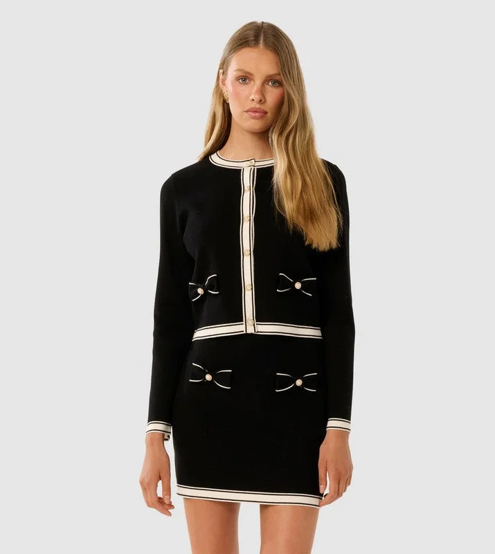 CECE Bow Detail Crop Cardigan