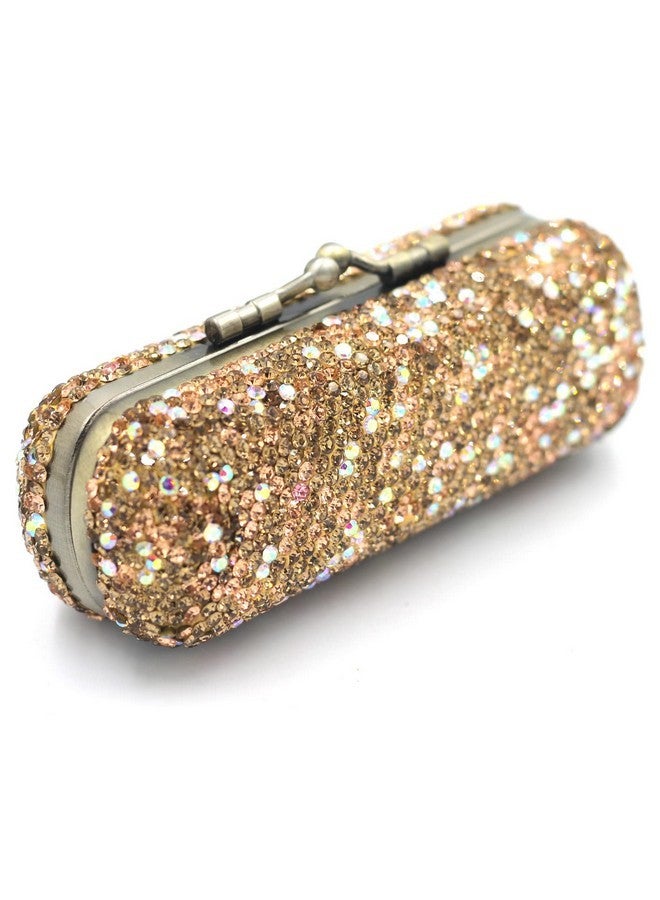 Bestbling Bling Rhinestone Crystal Lipstick Case Holder Organizer bag Cosmetic Storage for Women's Lipstick Jewelry Kit (Gold) - Image 3