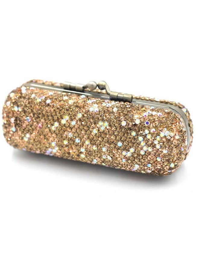 Bestbling Bling Rhinestone Crystal Lipstick Case Holder Organizer bag Cosmetic Storage for Women's Lipstick Jewelry Kit (Gold) - Image 4