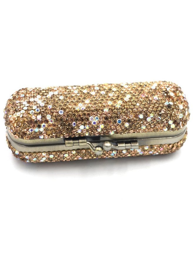 Bestbling Bling Rhinestone Crystal Lipstick Case Holder Organizer bag Cosmetic Storage for Women's Lipstick Jewelry Kit (Gold) - Image 5