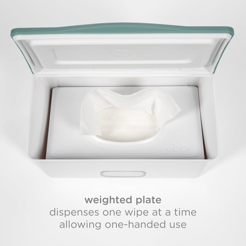 Ubbi Baby Wipes Dispenser with Weighted Plate and Secure Seal, Nursery and Baby Registry Essential to Keep Wipes Fresh, Open Water - Image 3