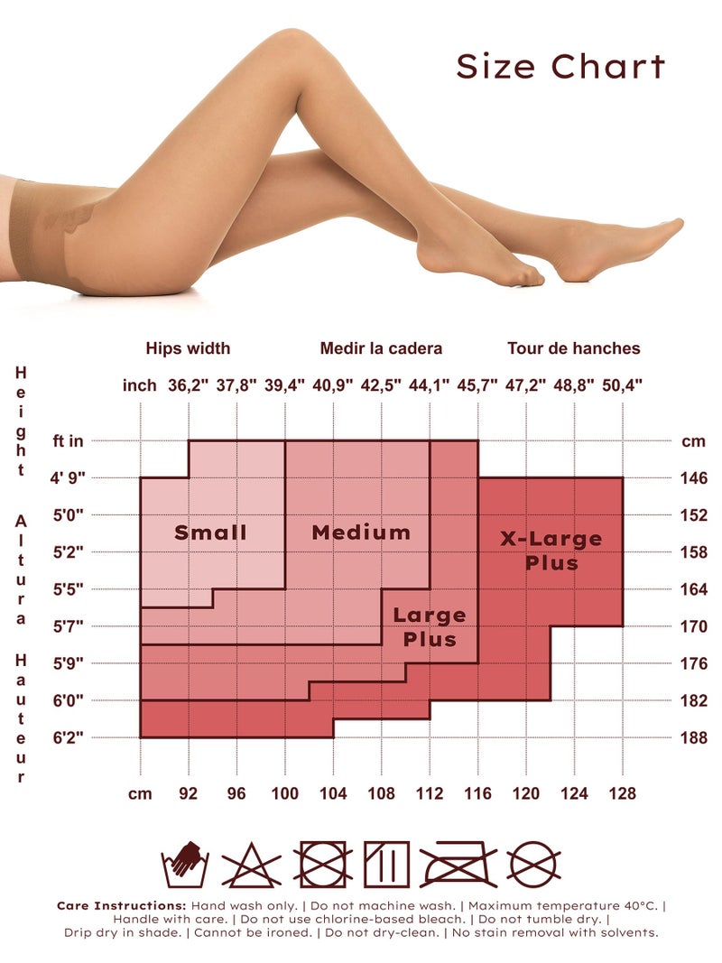 Veluk Sheer Tights for Women 40 Denier With Pattern Panty, Matte Surface, Flat Seams, Elastic Belt and Cotton Gusset - Image 2