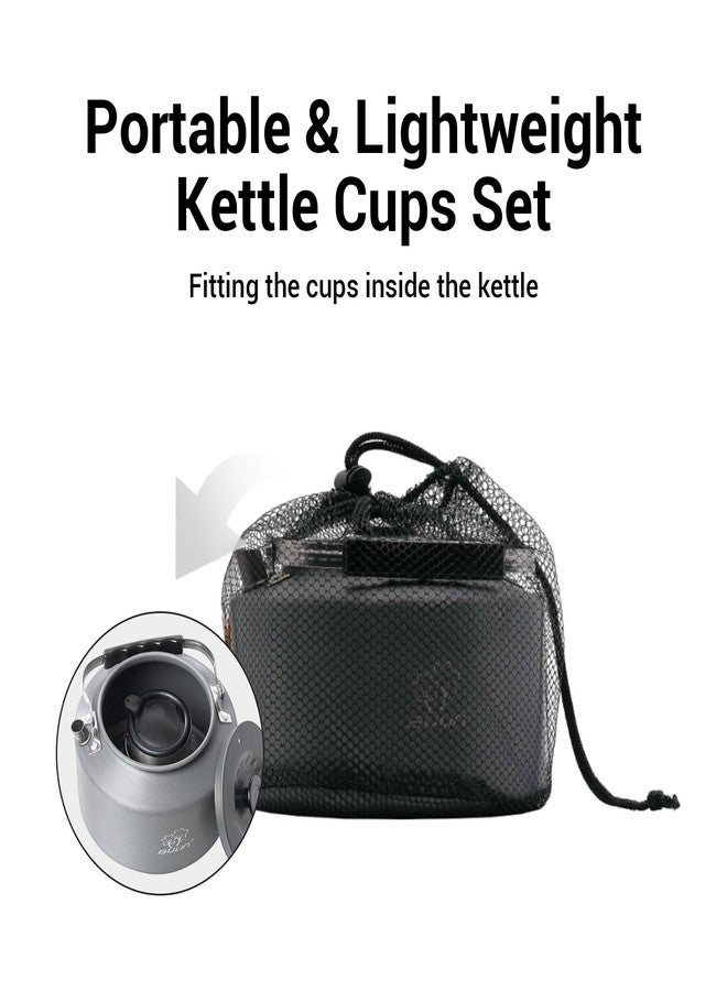 بولين طقم غلاية تخييم بولين سعة 2.2 لتر مع كوبين، إبريق شاي وقهوة خفيف الوزن من الألومنيوم مع كوبين من الفولاذ المقاوم للصدأ، مناسب للتخييم والطبخ في الهواء الطلق، والمشي لمسافات طويلة، وحمل الحقائب، والمطبخ، وإشعال النار، والنزهات، مع حقيبة حمل. - Image 4