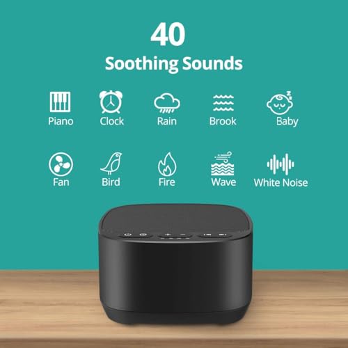 Magicteam Sleep Sound White Noise Machine with 40 Natural Soothing Sounds and Memory Function 32 Levels of Volume Powered by AC or USB and Sleep Timer Sound Therapy for Baby Kids Adults (B-Black) - Image 3