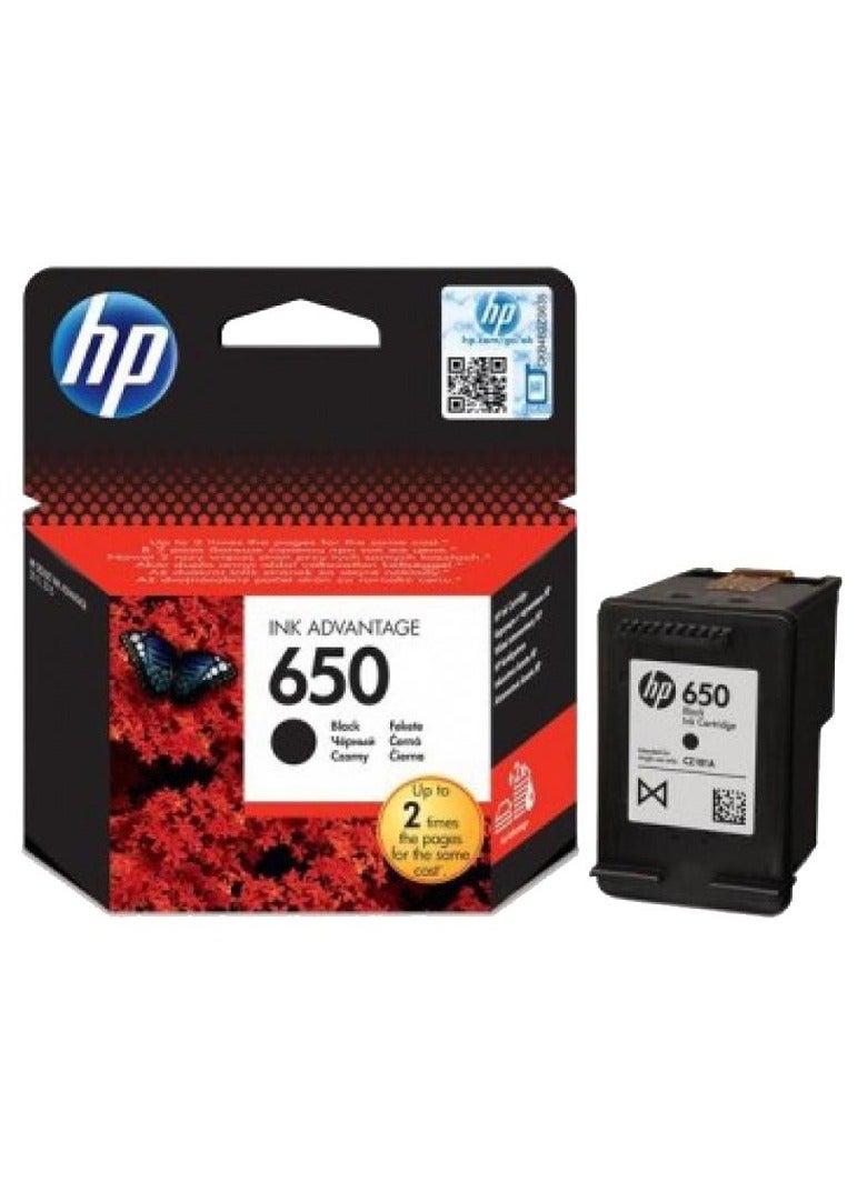 HP 650 Black Original Ink Advantage Cartridge Black