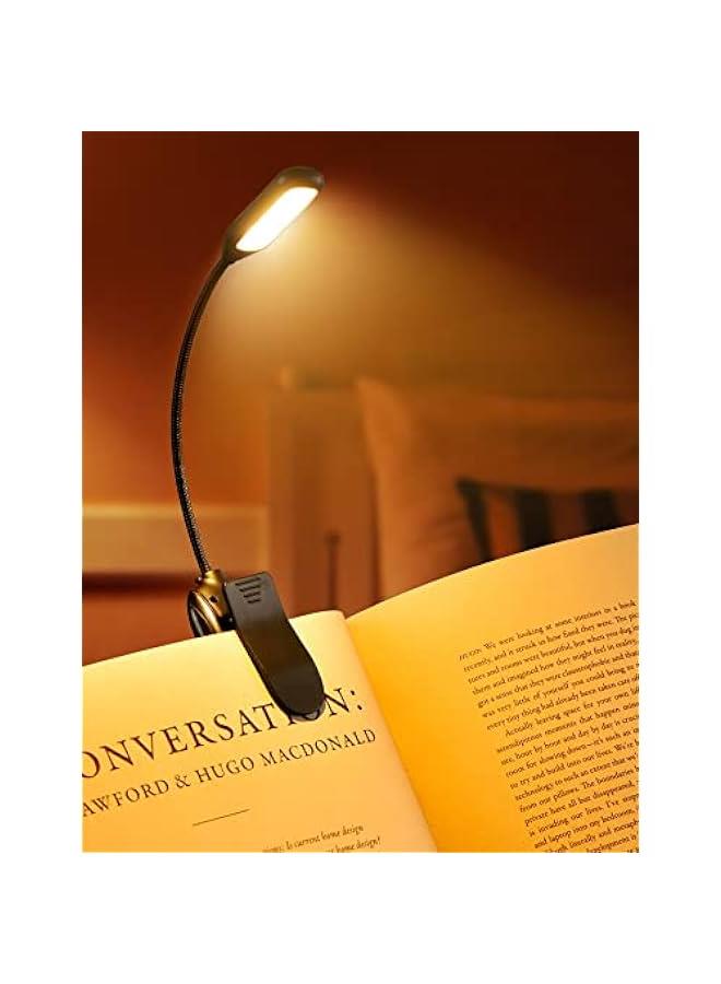 Rechargeable LED Book Light: 80-Hour Runtime, 3 Brightness Levels  Colors, Lightweight Reading Lamp for Bed - Image 1
