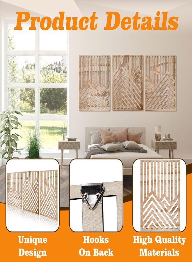 Quxddy 3pcs Mountain Wall Art, Mountain Decor Wooden Wall Art Decor, Minimalist Decor Mountain Line Wood Decor for Wall, Landscape Wall Art for Home Decor (kind prevail) - Image 3