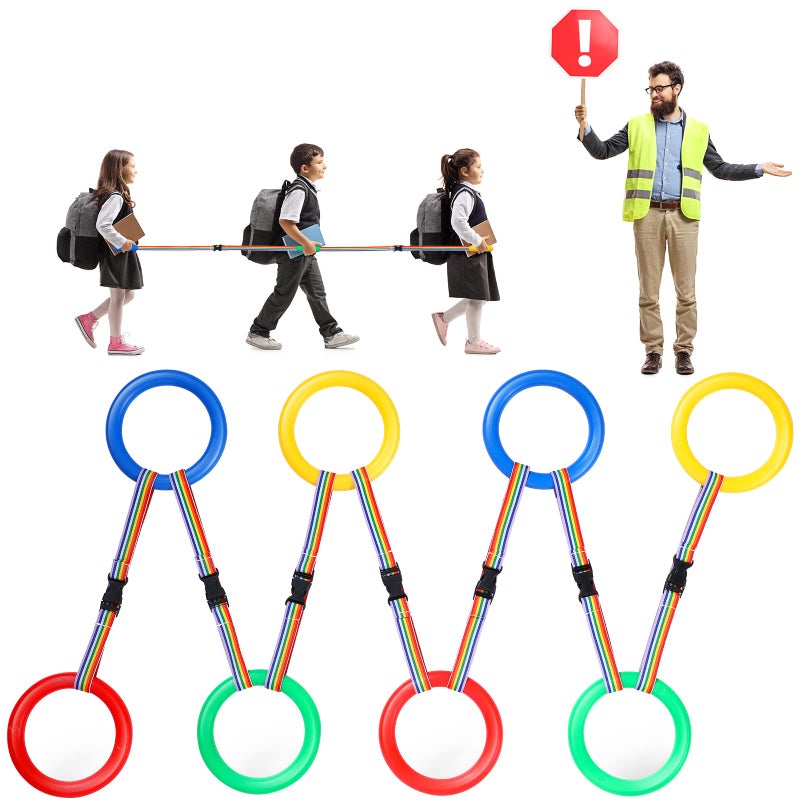 Chumia Chumia 8 Set Walking Rope for Preschool Toddlers Kids 4 Colorful Handles Outdoor Safety Line Detachable Transition Rope for Childrens Preschool Kindergarten Supplies Wrist Leashes