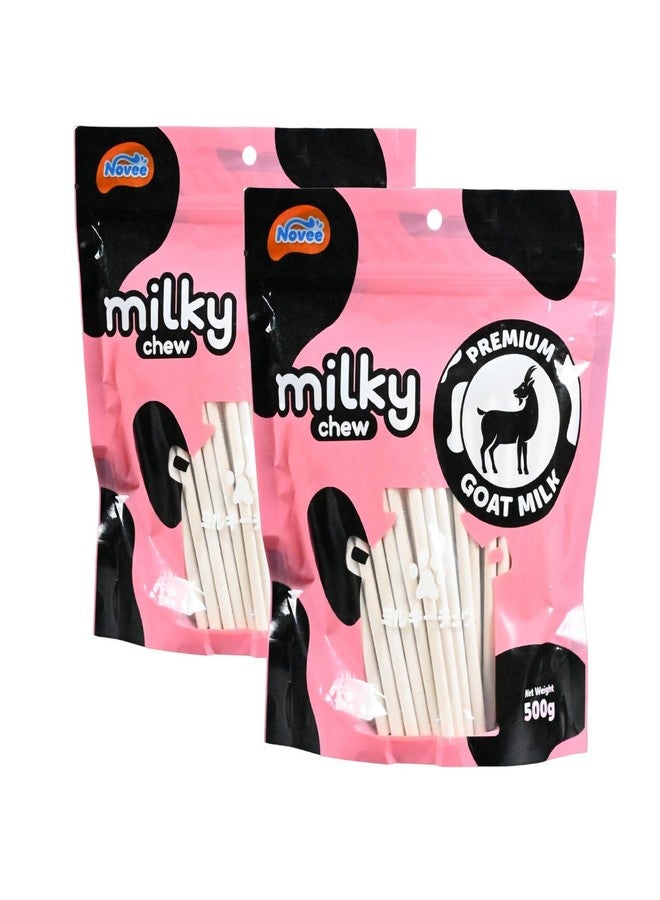 Dogaholic مكافآت DOGAHOLIC Milky Chew المصنوعة من حليب الماعز للكلاب - وجبات خفيفة ممتازة تدوم طويلاً، غنية بالكالسيوم والمغذيات، تدعم صحة الجهاز الهضمي، مكافآت للكلاب من جميع السلالات، 500 غرام (عبوة من قطعتين) - Image 1