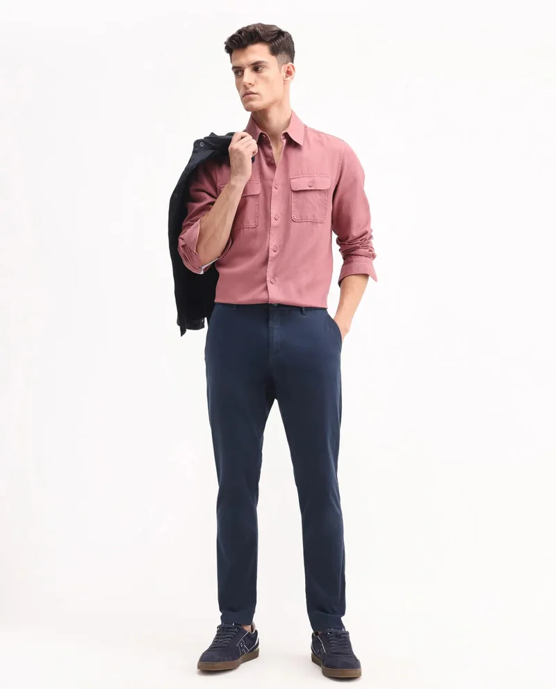 Rare Rabbit Men's Plain Cotton Stretch Trouser