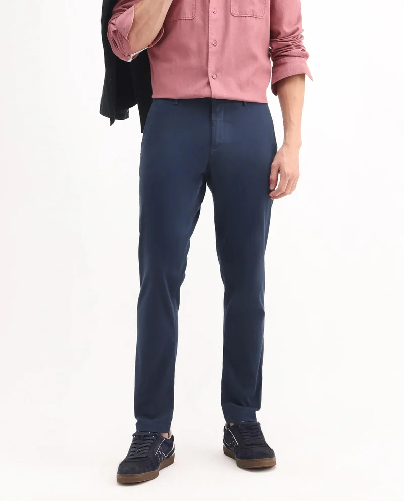 Rare Rabbit Men's Plain Cotton Stretch Trouser