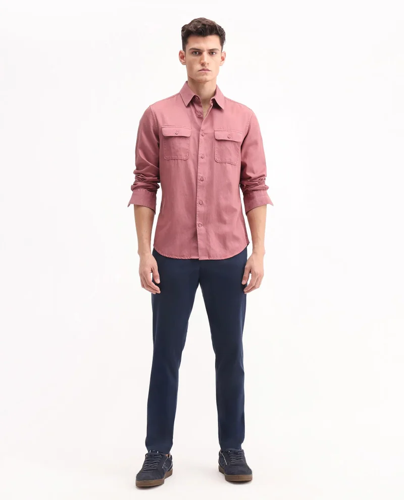 Rare Rabbit Men's Plain Cotton Stretch Trouser