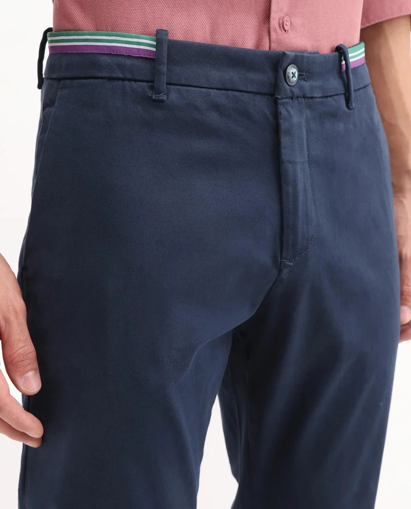 Rare Rabbit Men's Plain Cotton Stretch Trouser