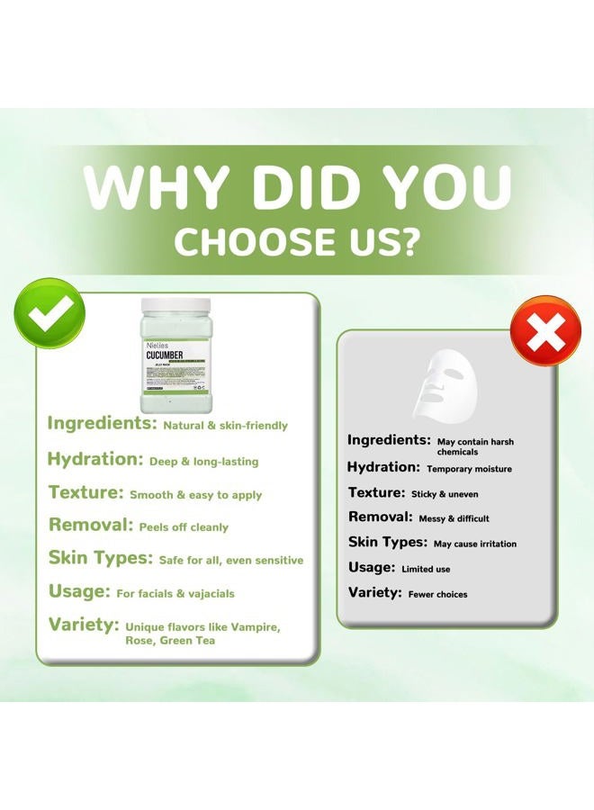 Nielies Jelly Mask, Facial Skin Care- Peel-Off Jelly Mask Set, Jelly Mask For Facials, Face Mask For Instant Hydration, Vegan Peel Off Face Mask, For Smoothing, Hydrating (Cucumber) - Image 5
