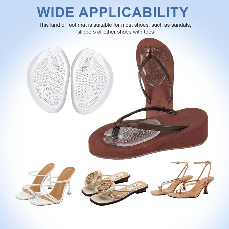 Quupy 3 Pair Self-Adhesive Silicone Gel Forefoot Cushions Grip Pads Non Slip Pain Relief Sandal Insoles For Thong Slipper Protectors Toe Posts Protectors For Women Men (Transparent) - Image 5