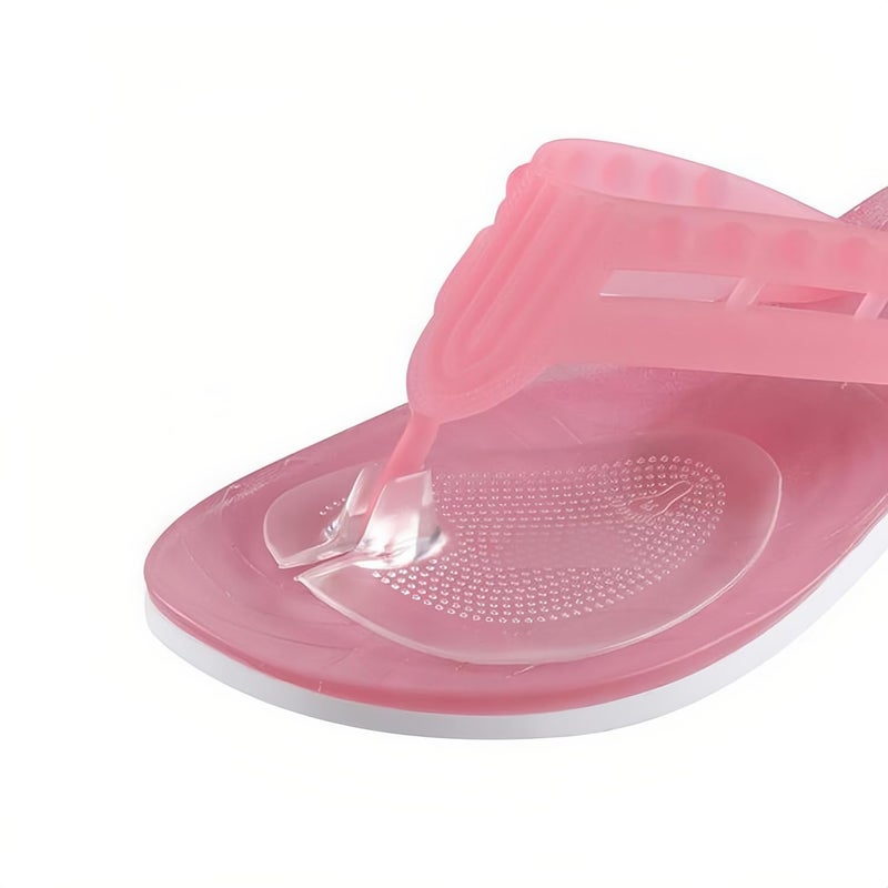 Quupy 3 Pair Self-Adhesive Silicone Gel Forefoot Cushions Grip Pads Non Slip Pain Relief Sandal Insoles For Thong Slipper Protectors Toe Posts Protectors For Women Men (Transparent) - Image 1