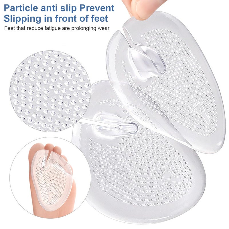 Quupy 3 Pair Self-Adhesive Silicone Gel Forefoot Cushions Grip Pads Non Slip Pain Relief Sandal Insoles For Thong Slipper Protectors Toe Posts Protectors For Women Men (Transparent) - Image 3