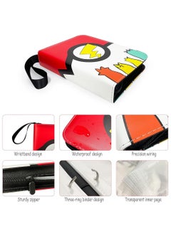 Arabest Pokemon Card Holder, Cards Binder with 50 Premium 4-Pocket Sleeves Page Album, Portable Card Binder Album for Boys & Girls (Red)  - Image 4