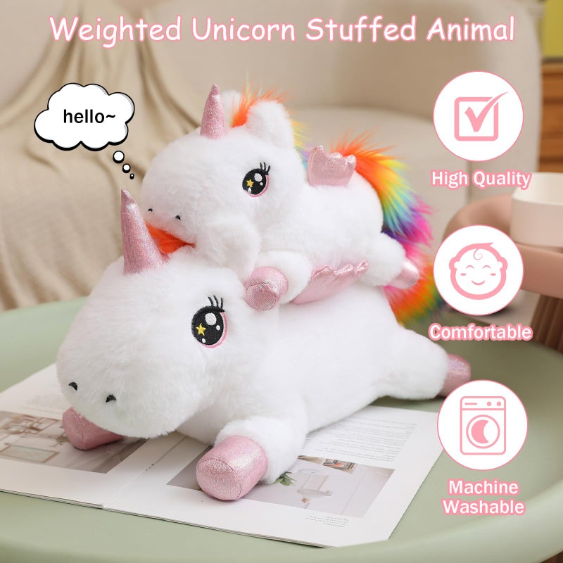 SQEQE Weighted Unicorn Plush, Weighted Unicorn Stuffed Animal, Cute Plushies Soft Pillow Toy Gift for Kids Adults 9.8 Inch, 0.8 Lbs - Image 2