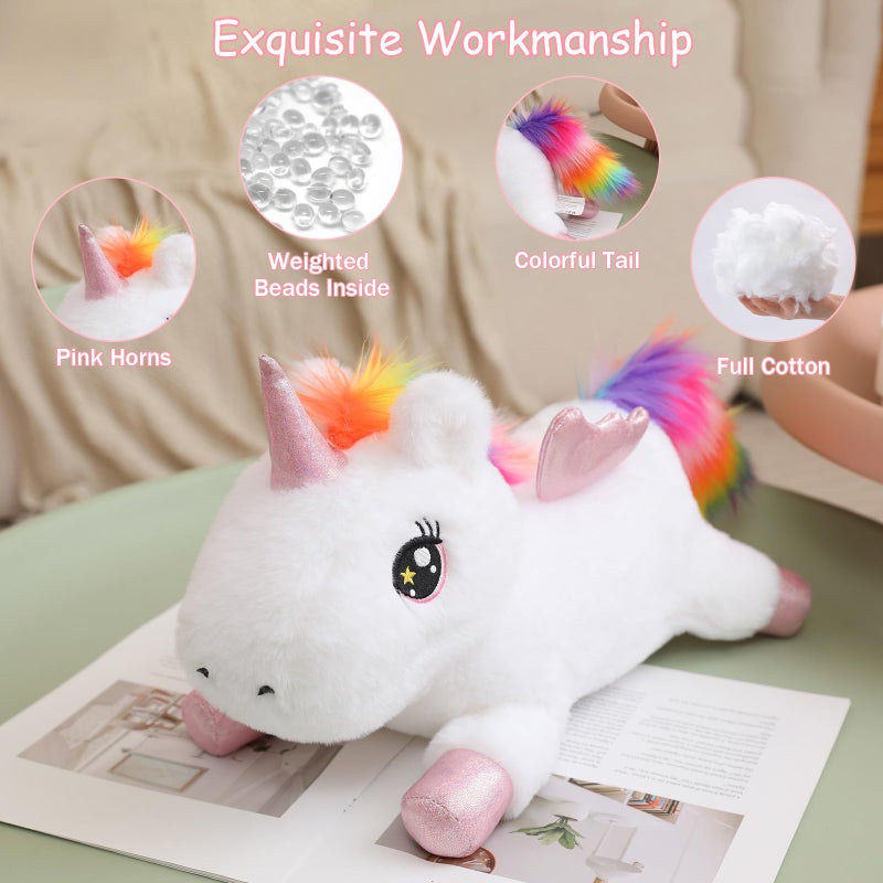SQEQE Weighted Unicorn Plush, Weighted Unicorn Stuffed Animal, Cute Plushies Soft Pillow Toy Gift for Kids Adults 9.8 Inch, 0.8 Lbs - Image 3