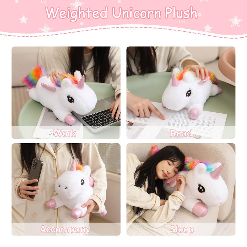 SQEQE Weighted Unicorn Plush, Weighted Unicorn Stuffed Animal, Cute Plushies Soft Pillow Toy Gift for Kids Adults 9.8 Inch, 0.8 Lbs - Image 4