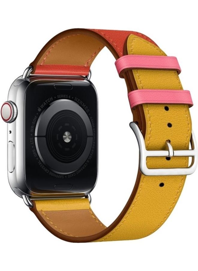 NIBEMINENT Two Colour Single Loop Leather Wrist Strap Watchband For Apple Watch Series 1/2/3 42mm Multicolour - Image 3