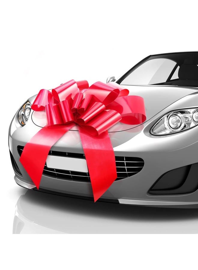Mata1 Huge Car Bow (Red, 30 inch), Big Gift Wrapping Bow for Large Gift Decoration, Giant Indoor/Outdoor Bow with 2 Ribbon Tails and 2 Suction Cups (No Magnets that Scratch) - Image 1