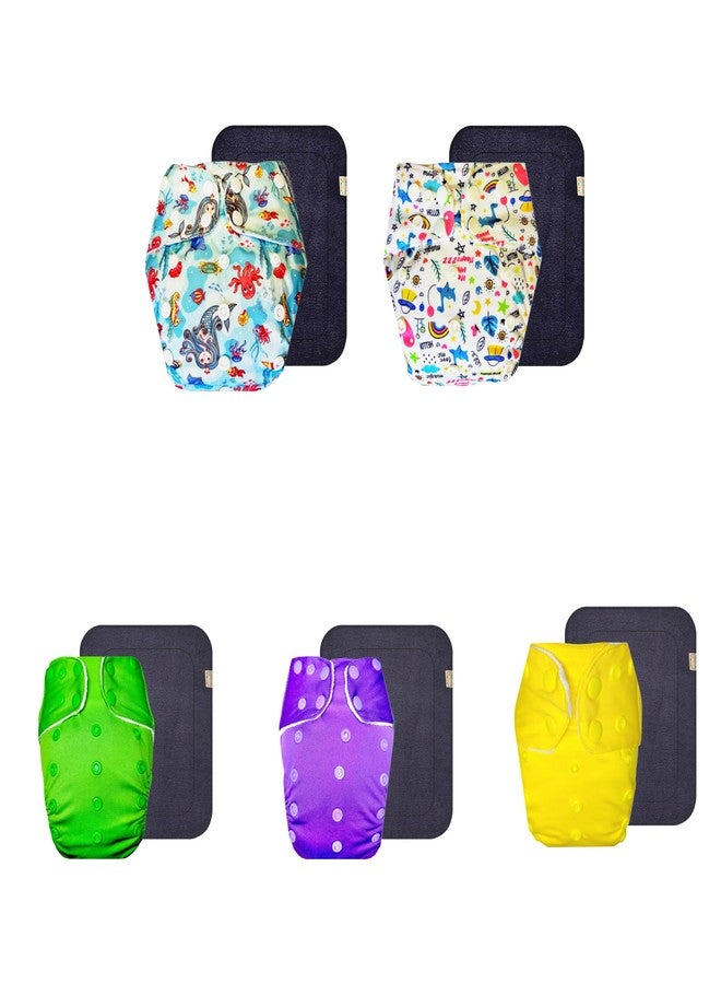 Dumbledo Premium Cloth Diaper with Gray Insert (Pack of 5) | Dry Feel and Comfortable | Breathable | Quick Dry | Worry-Free Diapering | 3 Months - 3 Years | Unisex Baby - Image 1