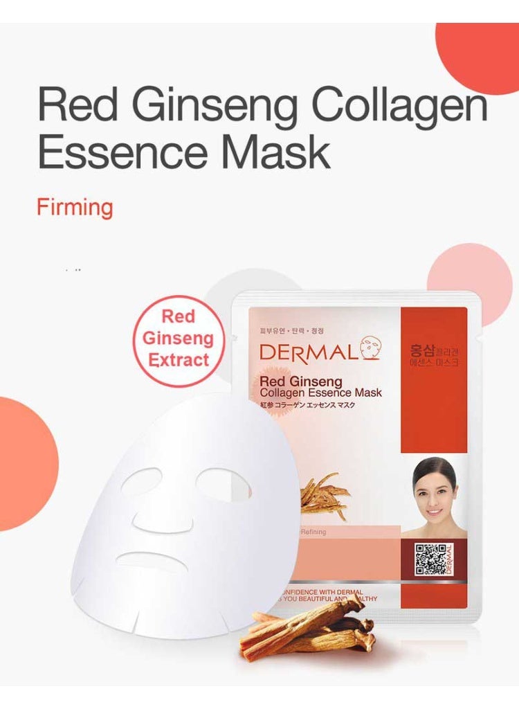 ديرمال قناع الوجه بالكولاجين والجنسنغ الأحمر المضاد للشيخوخة للبشرة الجافة والحساسة من ديرمال (23 غرام) - صنع في كوريا (قطعة واحدة) - Image 3