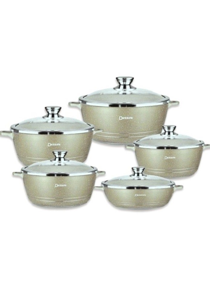 DESSINI 10-Piece Granite Cookware Set Beige 