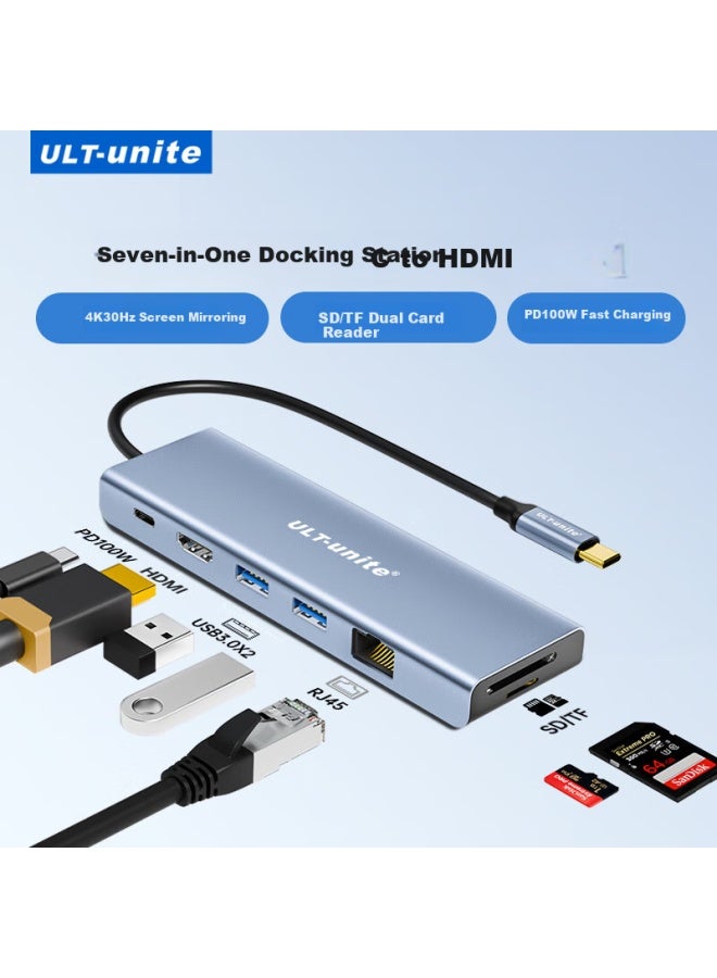 Ult-unite Type-c Docking Station With Rj45 Gigabit Ethernet Port, Usb Splitter, Hdmi 4k60hz Adapter, Hub, Fast Charger, Card Reader For Macbook, Huawei Laptops - Image 1