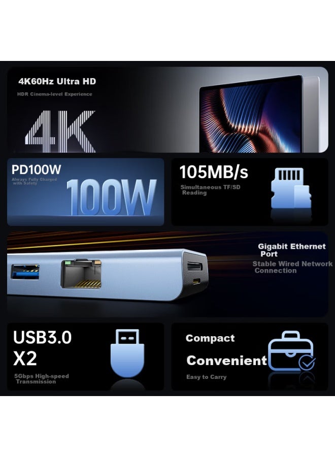 Ult-unite Type-c Docking Station With Rj45 Gigabit Ethernet Port, Usb Splitter, Hdmi 4k60hz Adapter, Hub, Fast Charger, Card Reader For Macbook, Huawei Laptops - Image 2
