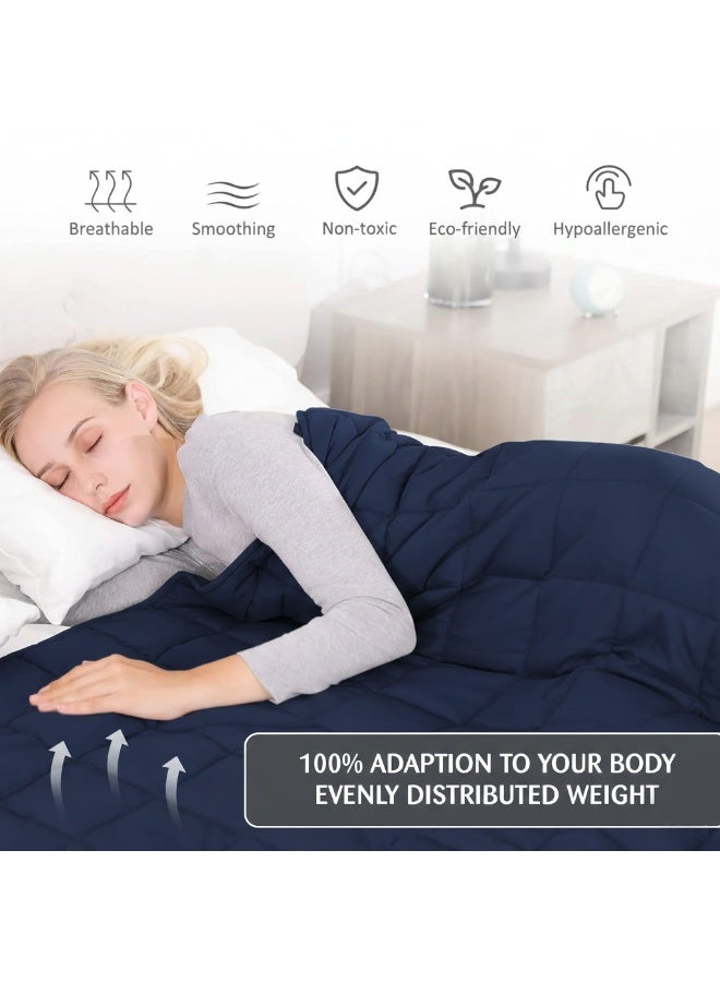 فابينني بطانية ثقيلة ٥٫٥ كجم / ١٢٢ × ١٨٣ سم، مقاس فردي، بطانية ثقيلة ٤٨ × ٧٢ بوصة / ١٢ رطلاً، لتخفيف القلق، علاج التوحد، الأرق، تخفيف التوتر، بطانية ضغط عميق، لون أزرق داكن - Image 5