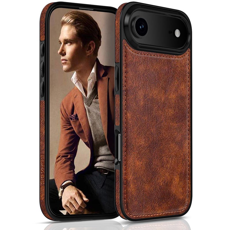 LOHASIC for iPhone 17 Air Case Vintage Leather Thin Slim Luxury PU Soft Flexible Bumper NonSlip Grip Protective Cover Men Women Phone Case for iPhone 17 Air 65 2025 Retro Brown - Image 3