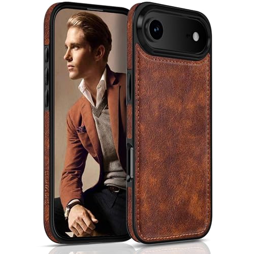 LOHASIC for iPhone 17 Air Case Vintage Leather Thin Slim Luxury PU Soft Flexible Bumper NonSlip Grip Protective Cover Men Women Phone Case for iPhone 17 Air 65 2025 Retro Brown - Image 1