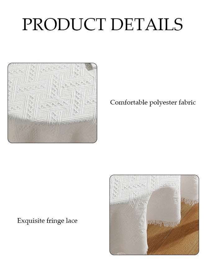 DUNISO مفرش طاولة دائري أبيض من الدانتيل، قماش خلفية للصور، مقاوم للاهتراء، مضاد للغبار، مقاوم للماء والزيت، مناسب للمطبخ، المطعم، شرفة المنزل، التخييم، الدراسة، مناسب لالتقاط الصور، جميل جداً 130cm*130cm - Image 3