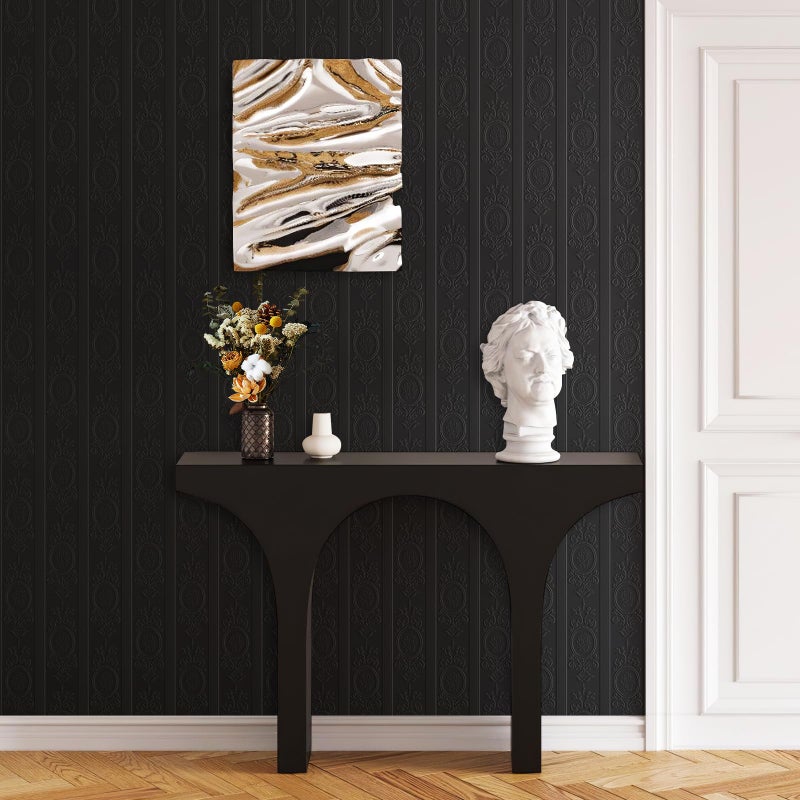JiffDiff Wallpaper Peel and Stick Textured, 3D Black Embossed Wall Paper Stick on Wallpaper Modern Waterproof Self Adhesive Contact Paper(17.3" x 120") - Image 3