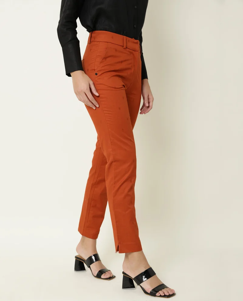 Rareism Women's High Waist Ankle Length Trouser