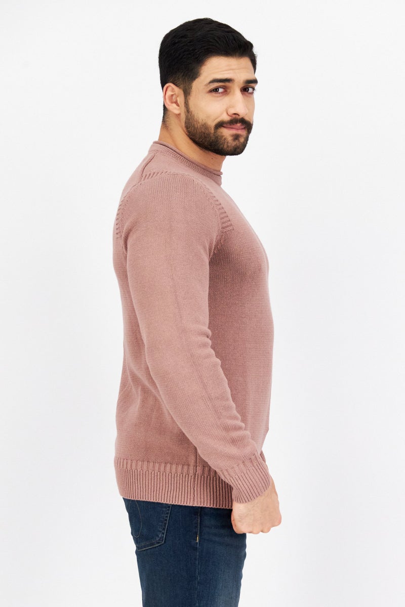 Lyle & Scott Men Crew Neck Long Sleeve Brand Logo Sweater, Light Pink - Image 3