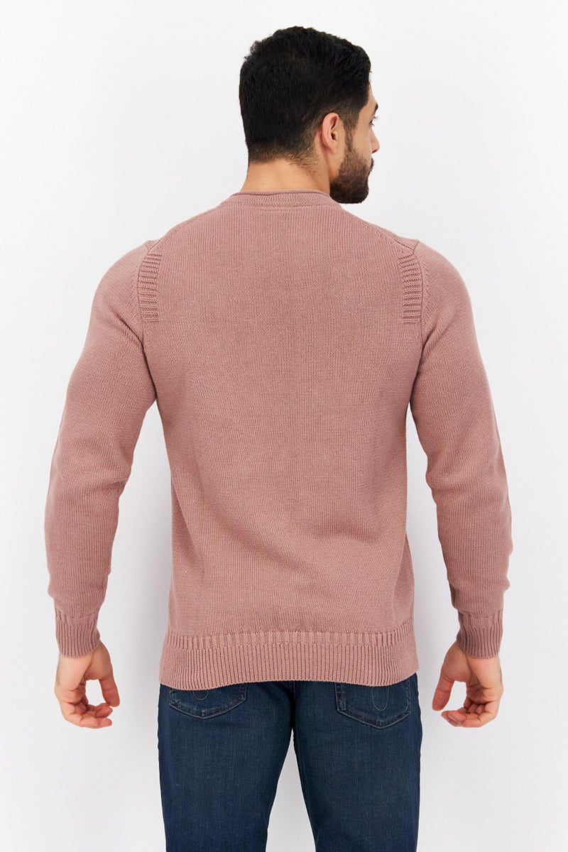 Lyle & Scott Men Crew Neck Long Sleeve Brand Logo Sweater, Light Pink - Image 4