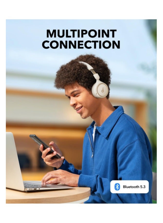 Soundcore H30i Wireless On-Ear Headphones, Foldable Design, Pure Bass, 70H Playtime, Bluetooth 5.3, Lightweight and Comfortable, App Connectivity, Multipoint Connection White - Image 5