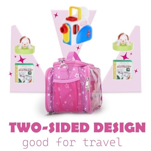 Taladad Carrying Case Compatible with Little Tikes Story Dream Machine Books Starter Set,Portable Storage Bag with Handle and Shoulder Strap for Storytime,Little Golden Book,Little Puppy Character (Pink) - Image 3
