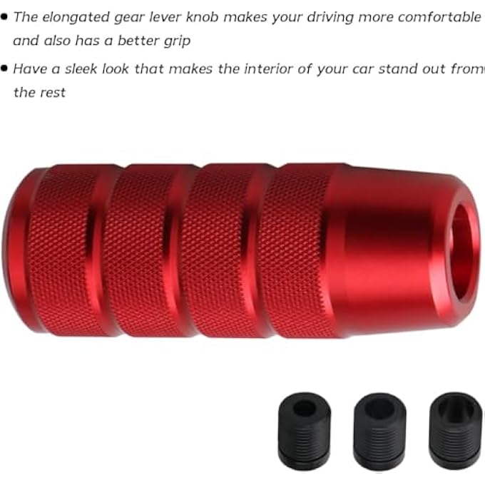 ريحني مقبض ناقل الحركة 95 مم 374 مقبض ناقل حركة سيارة موزون من الألمنيوم مقابض يدوية مع 3 محولات ملولبة M8 M10 M12 × 125 يونيفرسال لناقل الحركة اليدوي أحمر - Image 4