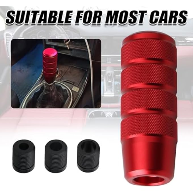 ريحني مقبض ناقل الحركة 95 مم 374 مقبض ناقل حركة سيارة موزون من الألمنيوم مقابض يدوية مع 3 محولات ملولبة M8 M10 M12 × 125 يونيفرسال لناقل الحركة اليدوي أحمر - Image 3