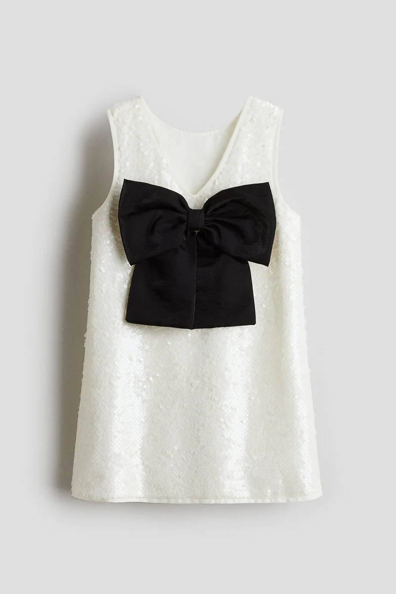 H&M Bow-detail sequined dress