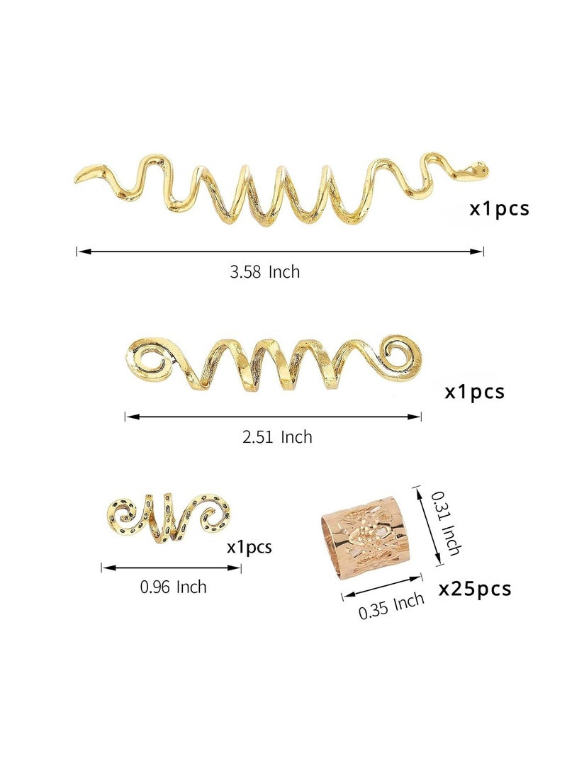 28Pcs Hair Accessories Hair Jewelry for Women Braids, Dreadlock Beads Metal Hair Clips Decoration Gold(Multiple Styles)Braid bead braid ring clip 200 braid metal cuff ornaments